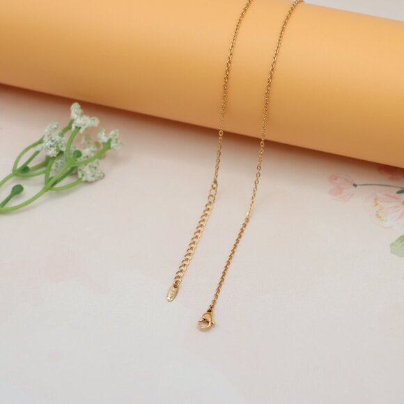 Minimalist Rose Gold Solitaire Necklace with Dainty Round Pendant, XPNL0176 - Picture 12 of 13